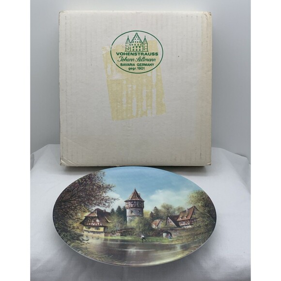 At The Water Tower Collector Plate COA and Box 1992 Helmut Glossl Artist Germany - Picture 11 of 14